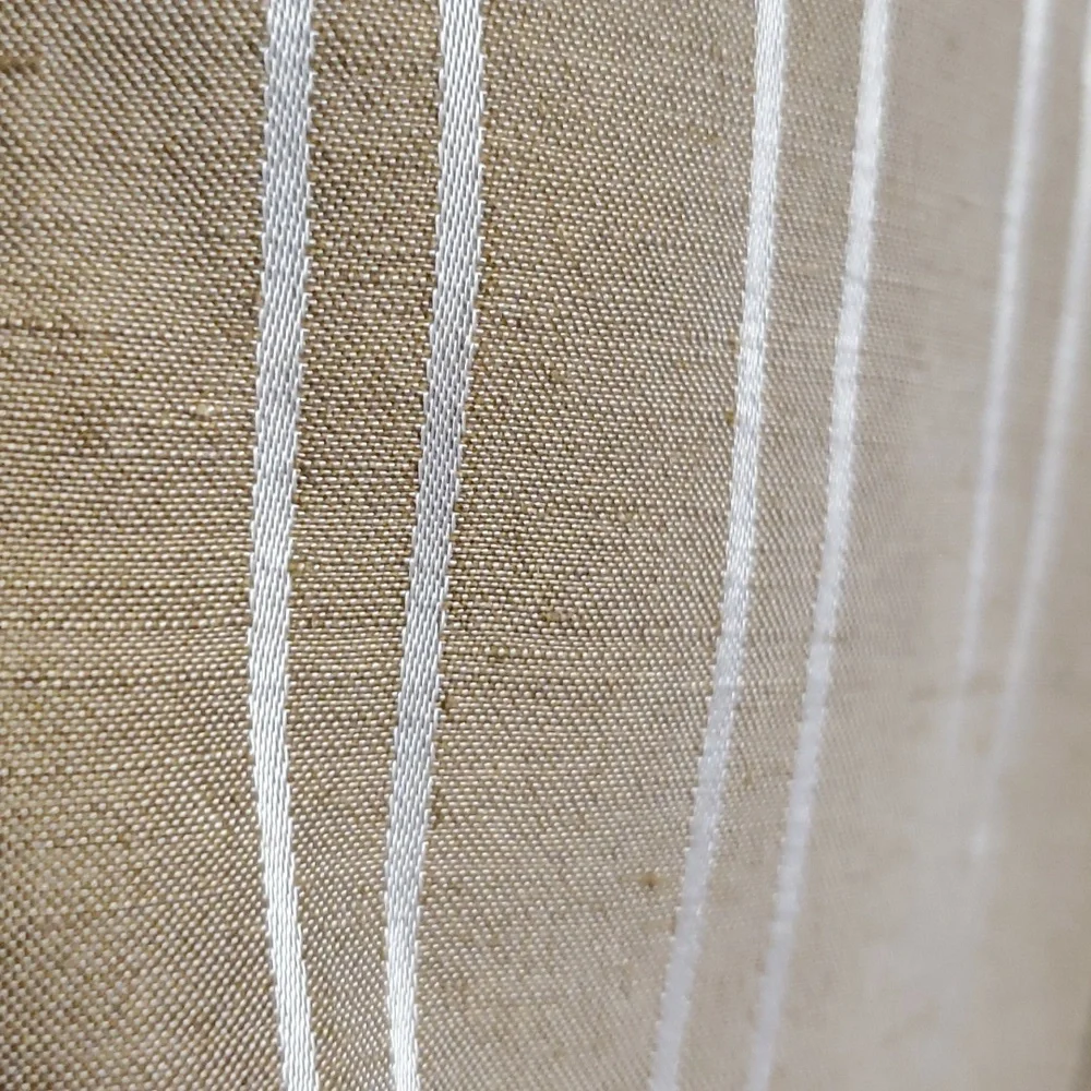 Armani Collezioni - Tan & White Pin Striped Linen & Silk Jacket Sz 14 - Picture 7 of 9